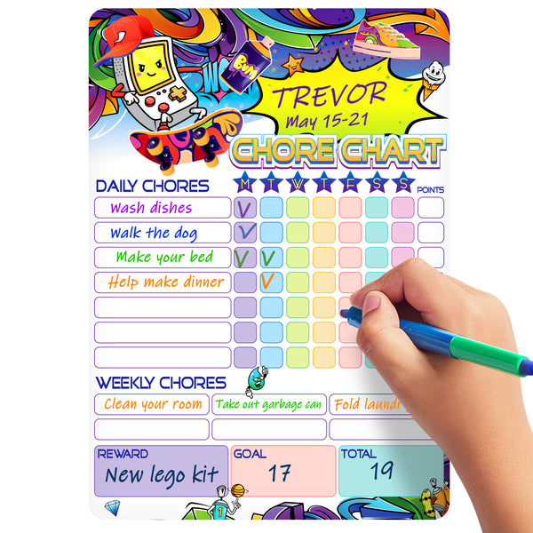 Dry-Erase Magnetic Chore Chart for Kids Boy