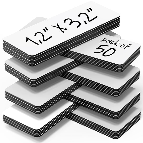 50 Pack Dry-Erase Magnetic Labels 3.2x1.2 in White